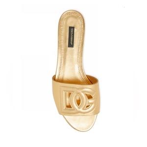 DOLCE & GABBANA - Women's Cutout Logo Flat Slide Sandals - Size 40